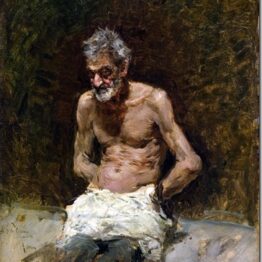 Mariano Fortuny, Viejo al sol, 1871. Óleo sobre lienzo, 47 x 39 cm. Colección de Arte Fundación María José Jove