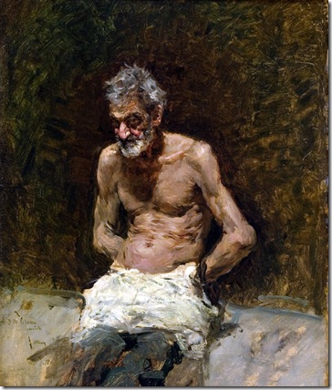 Mariano Fortuny, Viejo al sol, 1871. Óleo sobre lienzo, 47 x 39 cm. Colección de Arte Fundación María José Jove