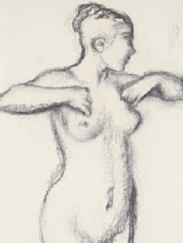 Edgar Degas. Study for a dancer adjusting her bodice, hacia 1897. Kasper Collection