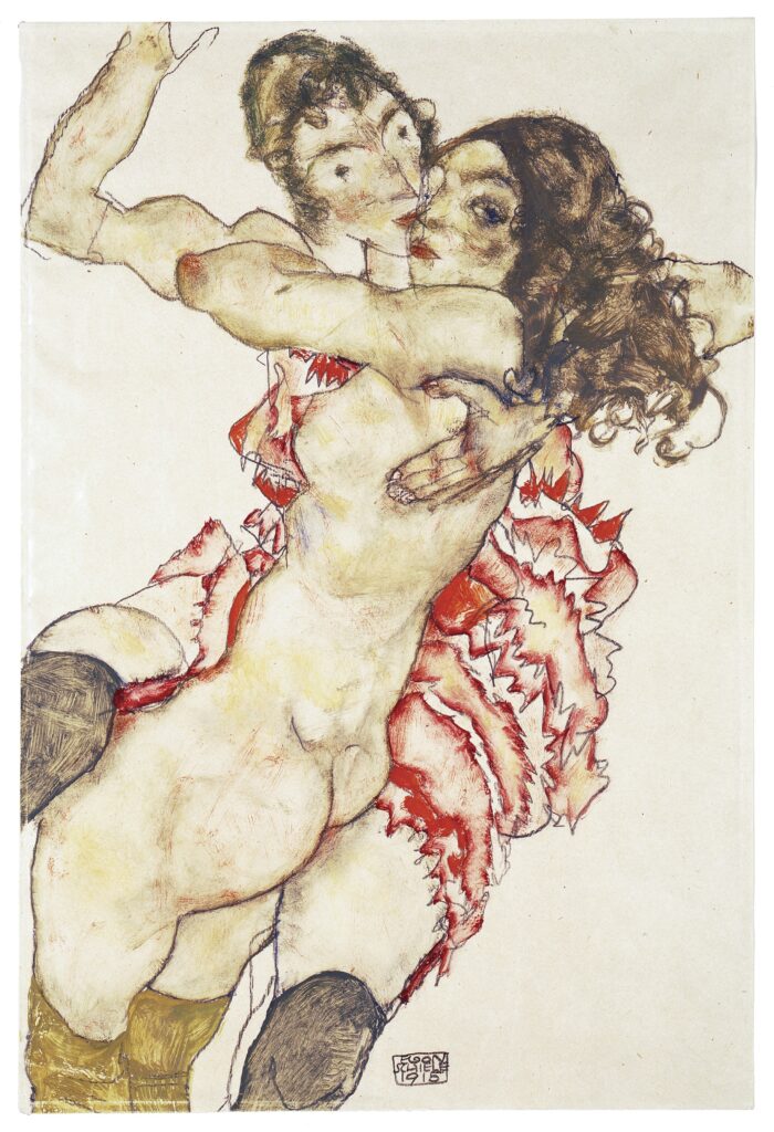 Egon Schiele. Dos mujeres abrazadas, 1915. © 2025 Museum of Fine Arts, Budapest