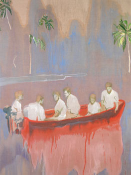 Peter Doig. Figures in a Red Boat 