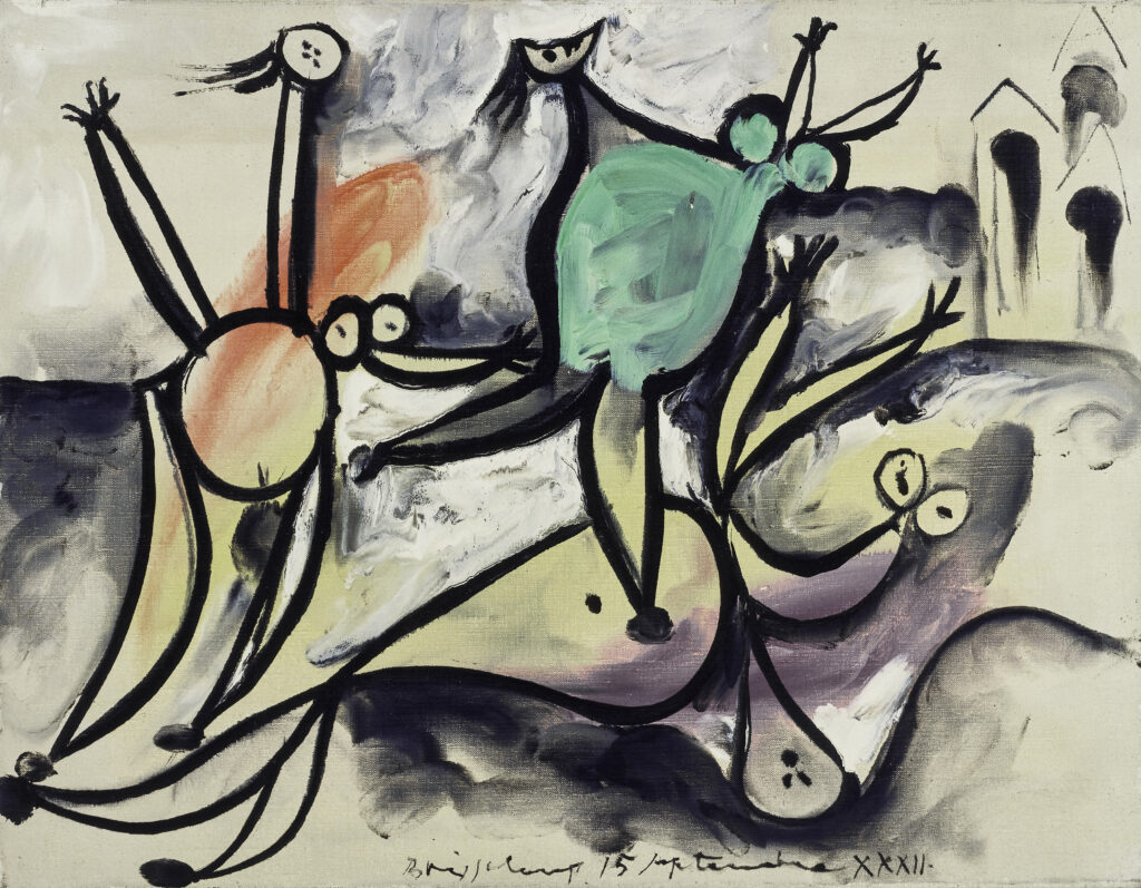 Picasso. Mujeres jugando en la orilla del mar, 1932. Fundación Almine y Bernard Ruiz-Picasso, Madrid © FABA Foto: Eric Baudouin © Sucesión Pablo Picasso, VEGAP, Madrid, 2025
