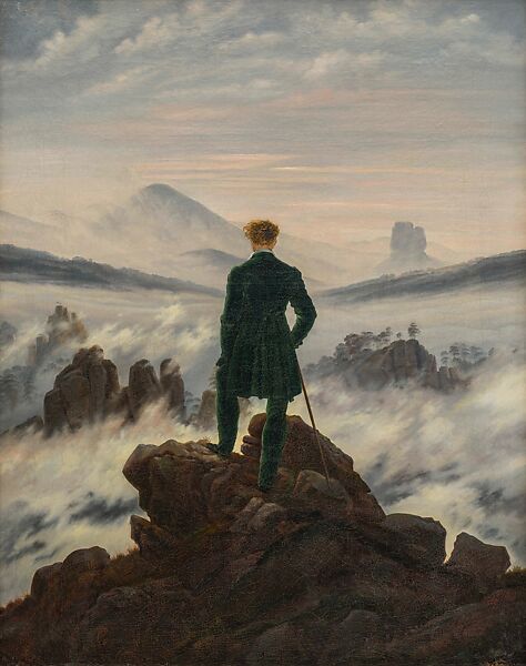 Caspar David Friedrich. Wanderer above the Sea of Fog, hacia 1817. Hamburger Kunsthalle