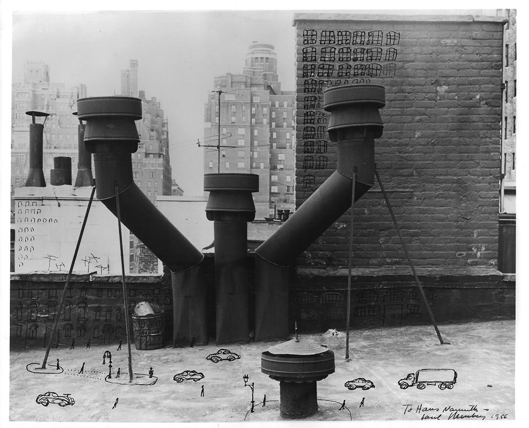 Saul Steinberg. City Scale, 1956. Colección Michael Cohen. © The Saul Steinberg Foundation / VEGAP, Madrid, 2024