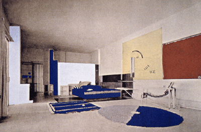 Eileen Gray y Jean Badovici. Villa E 1027, vista del salón, 1929