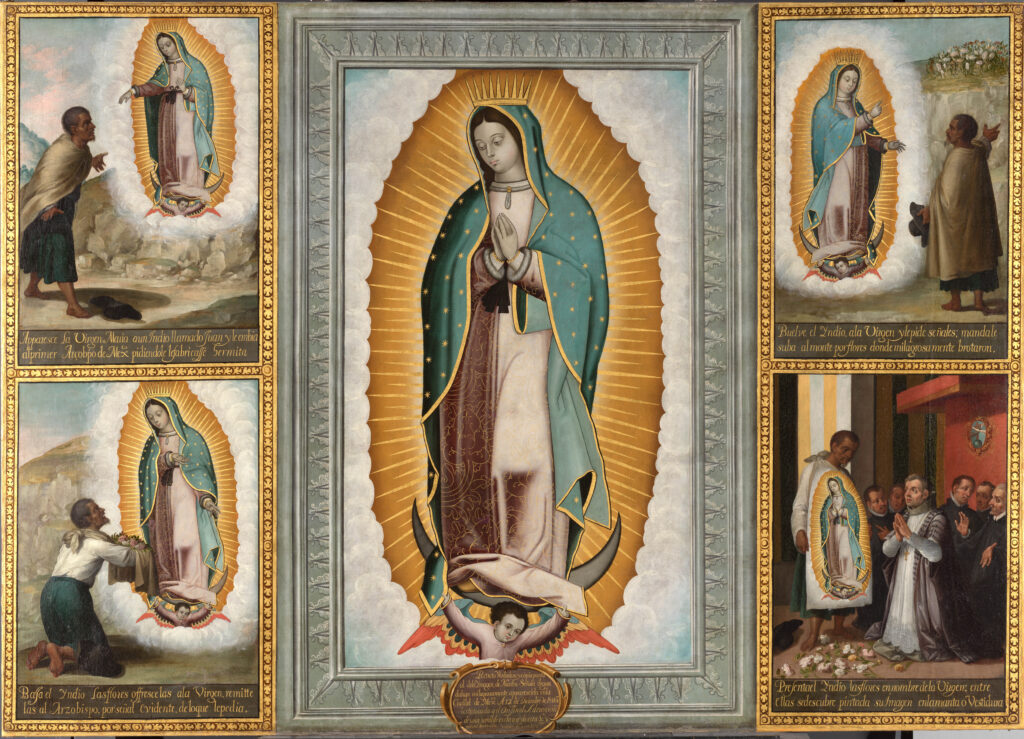 José Juárez. Imagen y apariciones de Nuestra Señora de Guadalupe, 1656. Monasterio de Sor María de Jesús de Ágreda, Soria