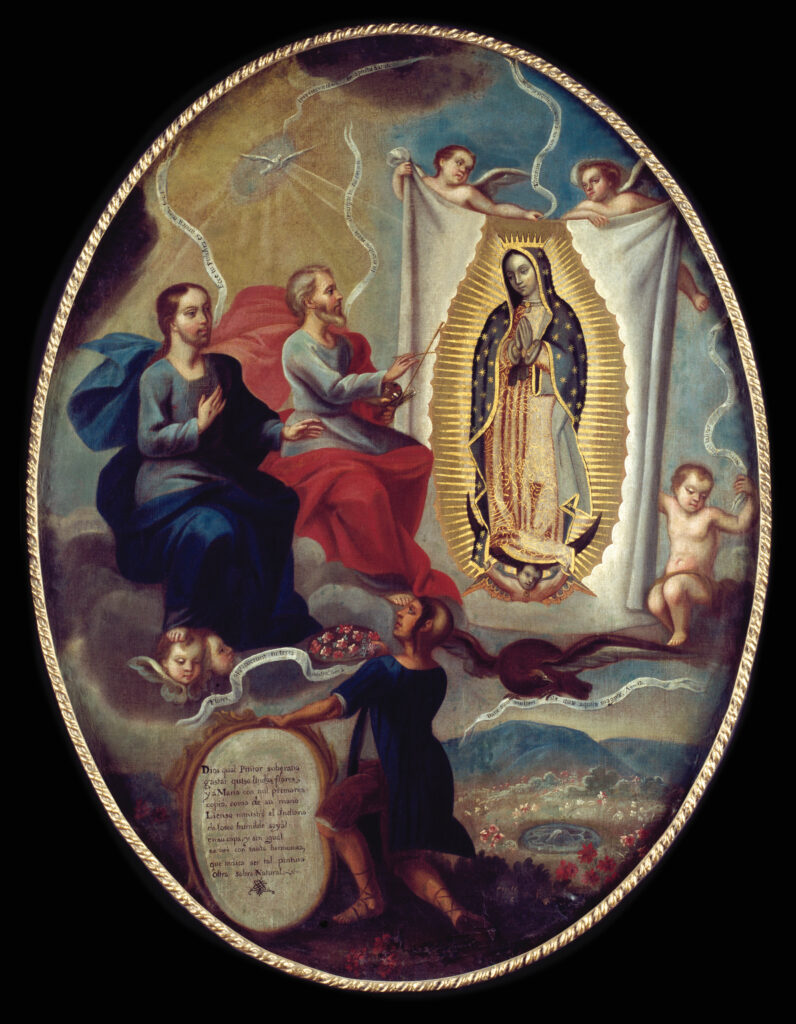 Atribuido a Joaquín Villegas. El Padre Eterno pintando a la Virgen de Guadalupe, hacia 1740-1750. INBAL/Museo Nacional de Arte de Ciudad de México, Donación FONCA, 1991