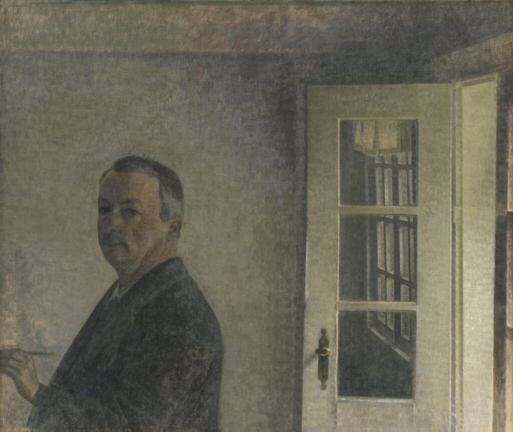 Vilhelm Hammershøi. Autorretrato. La casa de campo Spurveskjul en Sorgenfri, al norte de Copenhague, 1911. National Gallery of Denmark, Copenhague. Statens Museum for Kunst