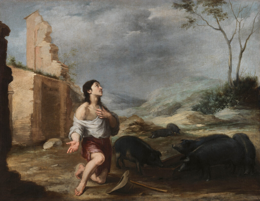Murillo. El hijo pródigo abandonado (El hijo pródigo apacienta a los cerdos) , hacia 1660-1665. National Gallery of Ireland
