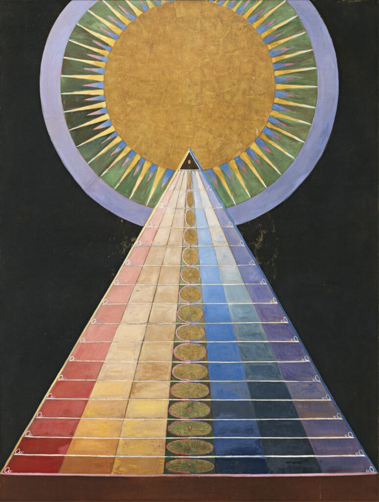 Hilma af Klint. Retablo, Retablos, Grupo X (Altarbild, Altarbilder, Grupp X), n.º 1, 1915. Cortesía The Hilma af Klint Foundation, Estocolmo, HaK 187