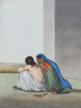 Una mujer aplicándole una ventosa a otra, hacia 1820. Edwin Binney 3rd Collection. 1990.1377