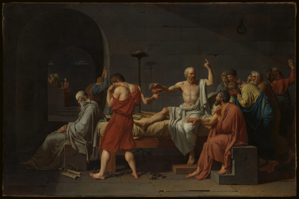 Jacques-Louis David. La muerte de Sócrates (fragmento), 1787. Metropolitan Museum of Art