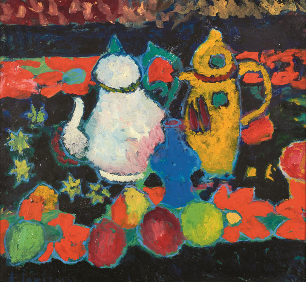 Alexéi von Jawlensky. Naturaleza muerta con teteras amarilla y blanca, 1908. Zentrum Paul Klee, Berna. Depósito de colección particular