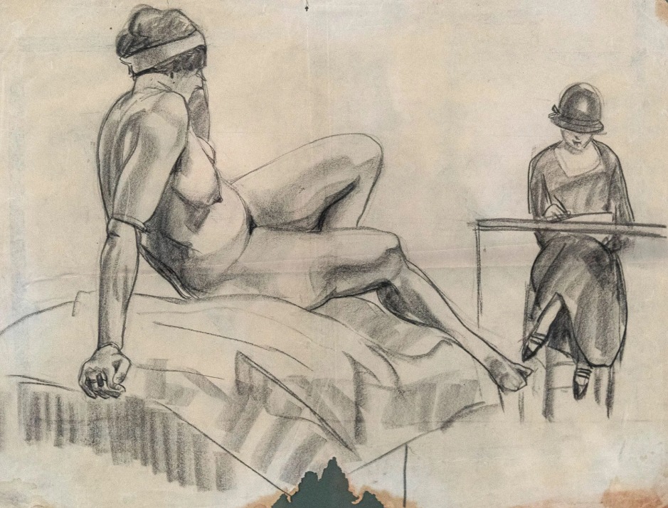 José Manaut. Desnudo de mujer y otra pintando. París, 1923-1927. Colección Manaut