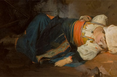 Gerolamo Induno. La Trasteverina uccisa da una bomba, 1850