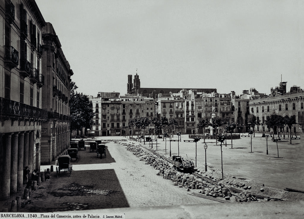 Jules Ainaud. Barcelona. Plaza del Comercio, antes de Palacio, 4 de junio de 1872 Biblioteca Nacional de España, Madrid