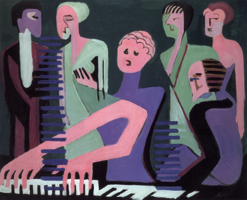 Kirchner. Cantante al piano, 1930-1931. Cortesía de galerie Henze & Ketterer 