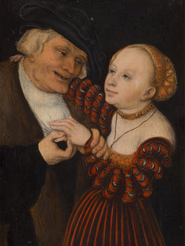 Lucas Cranach. Alter Mann und Mädchen, hacia 1530/1540 © KHM mit MVK und ÖTM 