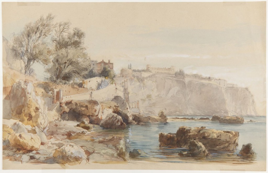 Eugenio Lucas  Velázquez.  Vista de  Mónaco, 1868. ©Museo Lázaro Galdiano
