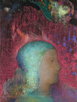 Odilon Redon. Perfil sobre meandros rojos, c. 1900 Musée d’Orsay © RMN (Musée d’Orsay) / Hervé Lewandowski