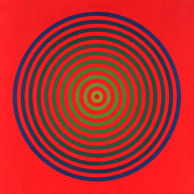 Marina Apollonio. Gradazione 11. Verde giallo su rosso, 1971. Colección privada, Verona