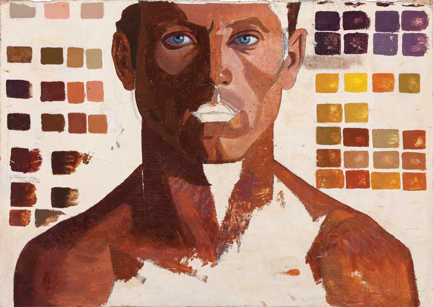 Maruja Mallo. Retrato de hombre con escala de colores. Galería Guillermo de Osma.