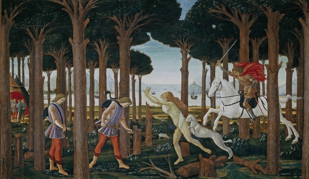 Sandro Botticelli. Escenas de la historia de Nastagio degli Onesti, 1483. Museo Nacional del Prado