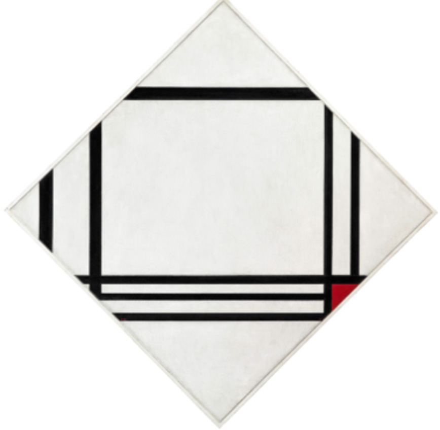 Piet Mondrian. Composición en rombo con ocho líneas y rojo (Pintura nº III), 1938. Fondation Beyeler 