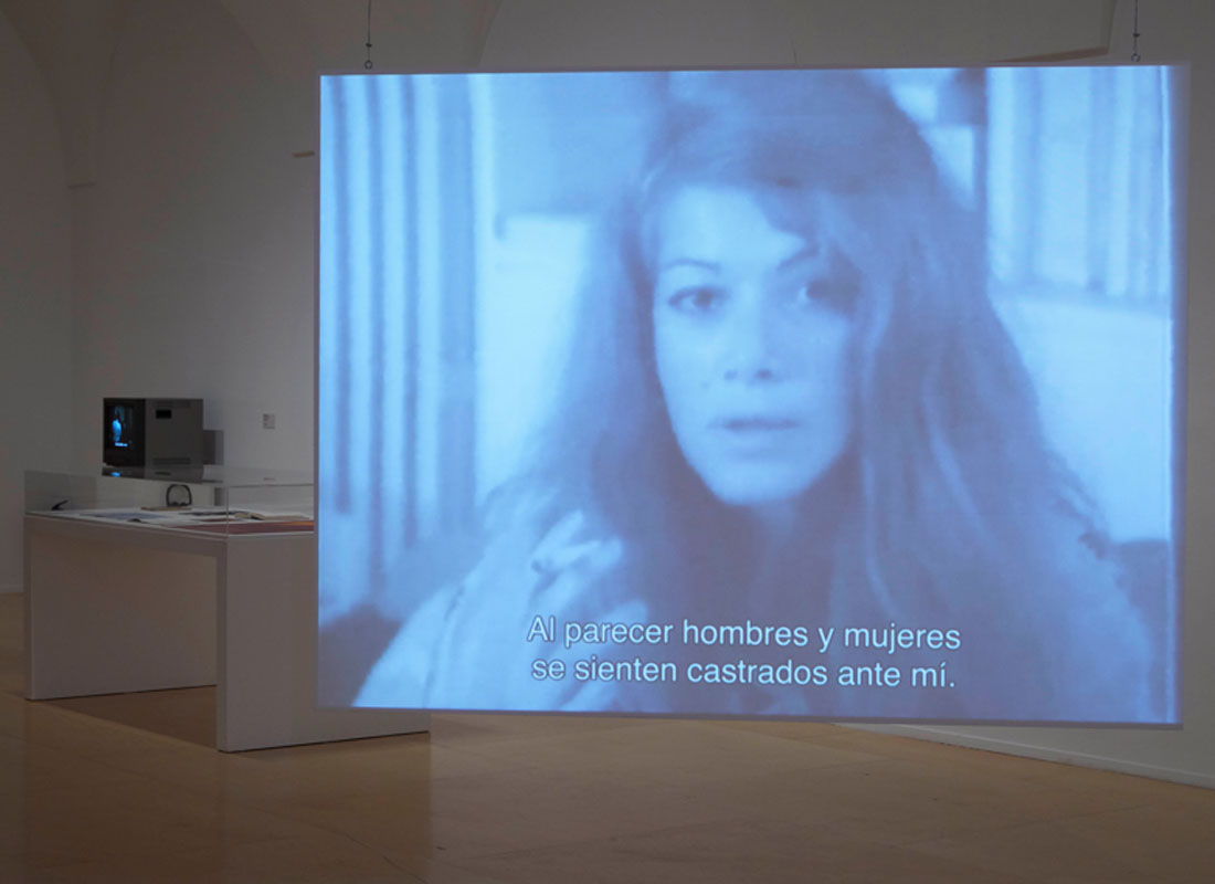 Vista de sala de la exposición "Delphine Seyrig y los colectivos de vídeo feminista en Francia en los 70 y 80". Museo Reina Sofía