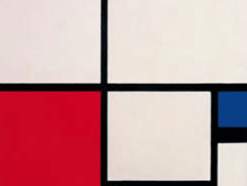 Piet Mondrian. Composición de colores / Composición nº1 con rojo y azul, 1931. Museo Thyssen-Bornemisza