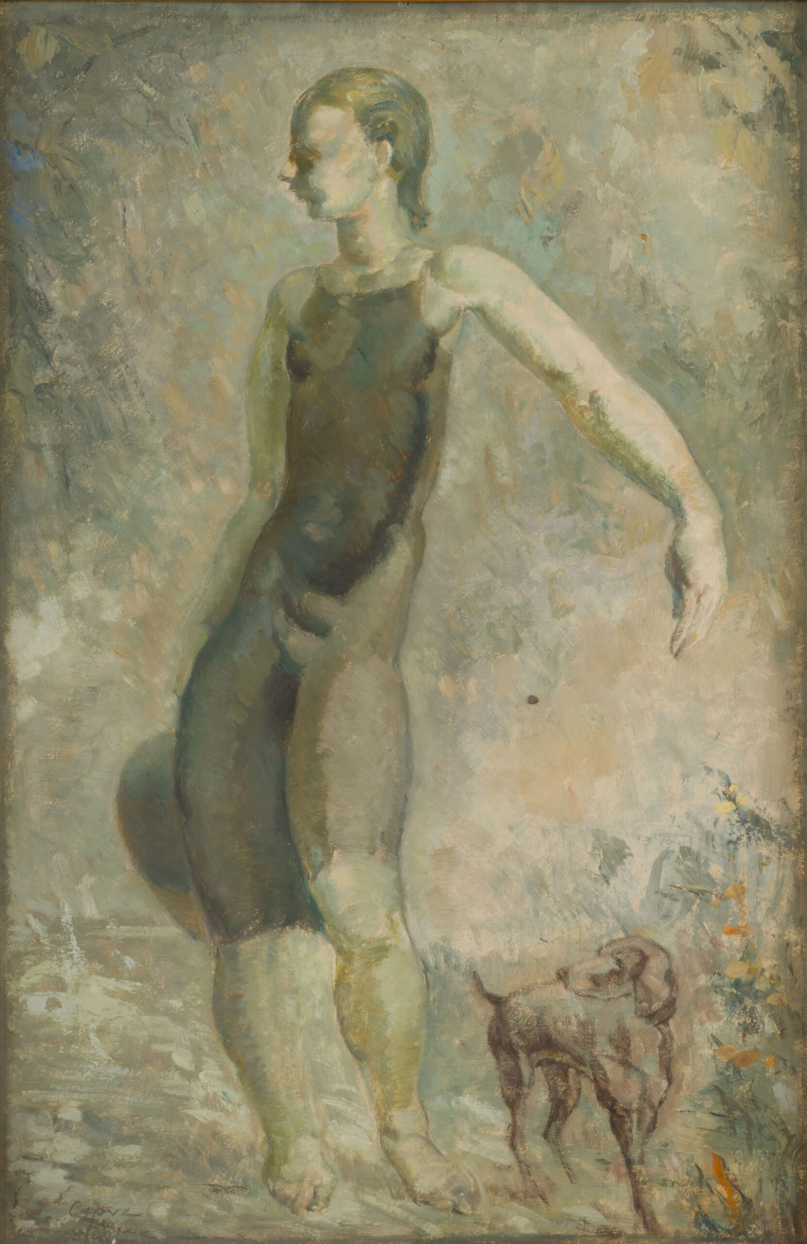 Pascual Capuz. Joven con perro, 1901. Museo Nacional de Cerámica González Martí