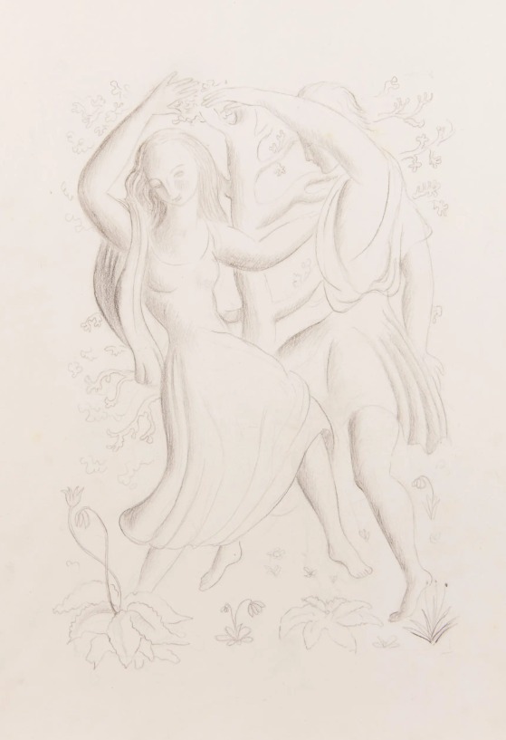 Rosario de Velasco. Las pastorales de Longo. Dibujo para el libro inédito Dafnis y Cloe, 1940
