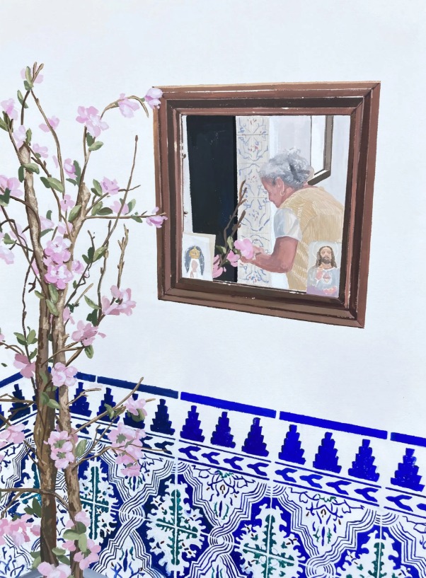 Virginia Bersabé. Estampitas en la azotea. Proyecto El lugar de la ofrenda, 2022. Galería Birimbao, Sevilla