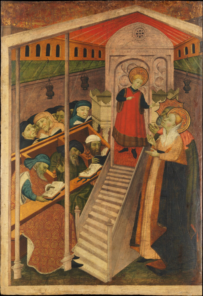 Pintor catalán, posiblemente seguidor de Bernat Martorell, Cristo entre los doctores, 1420-1440. The Metropolitan Museum, Nueva York
