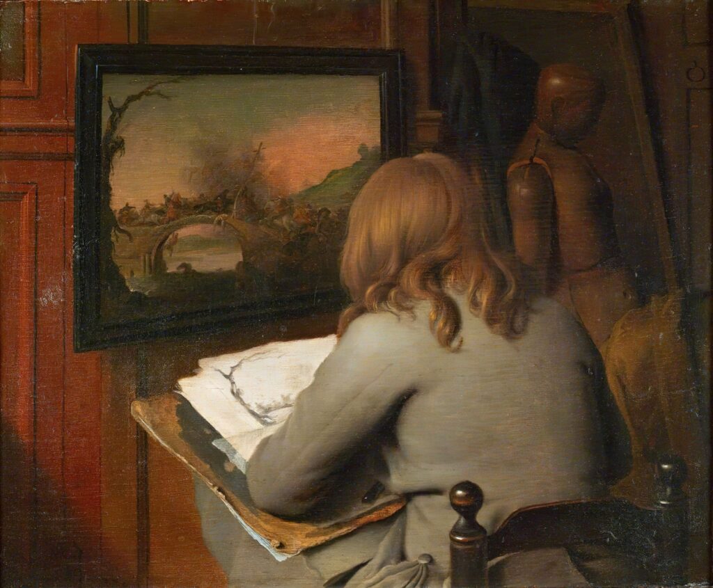 Wallerant Vaillant. Joven copiando un cuadro, hacia 1670. Guildhall Art Gallery, Londres
