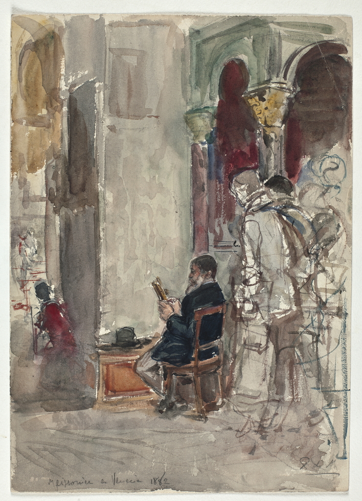 Ricardo de Madrazo. El pintor Meissonier en San Marcos de Venecia, 1882. Museo Nacional del Prado
