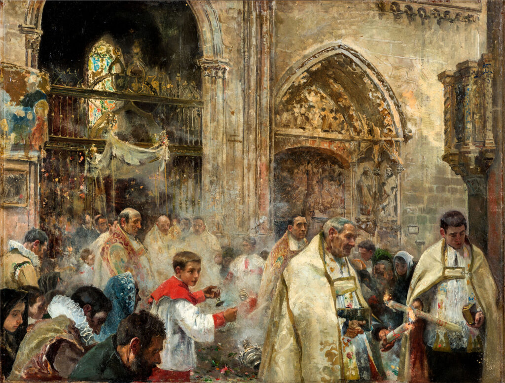 Joaquín Sorolla. Procesión en la catedral de Burgos, 1890. Colección particular
