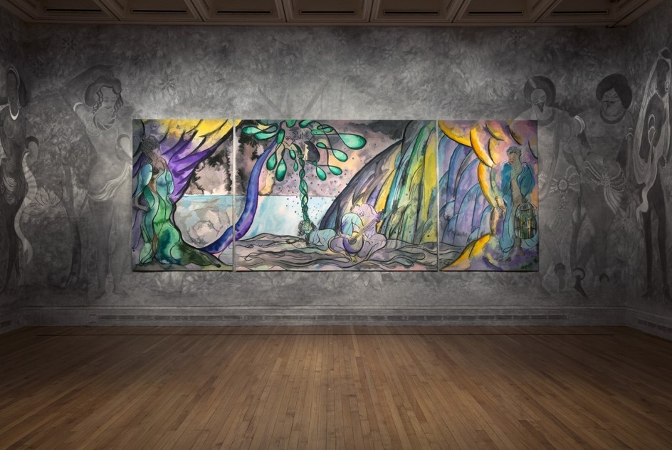 Chris Ofili. The Caged Bird’s Song, 2014–2017. Cortesía del artista y la Victoria Miro, London,The Clothworkers’ Company and Dovecot Tapestry 