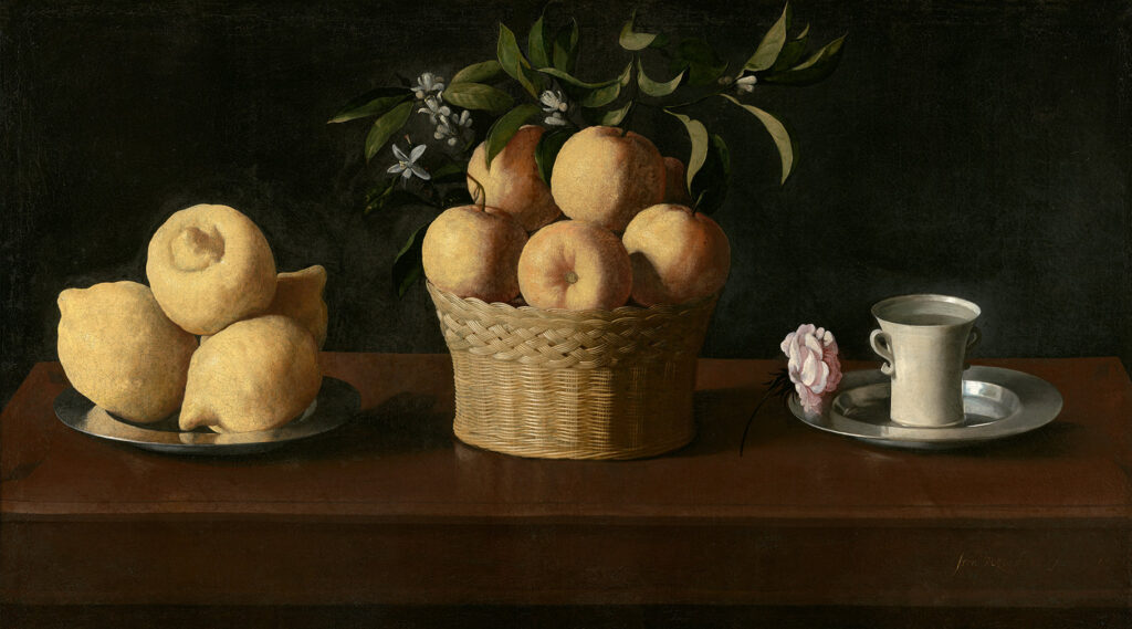 Zurbarán. Bodegón con limones, naranjas y una rosa, 1633. Norton Simon Foundation