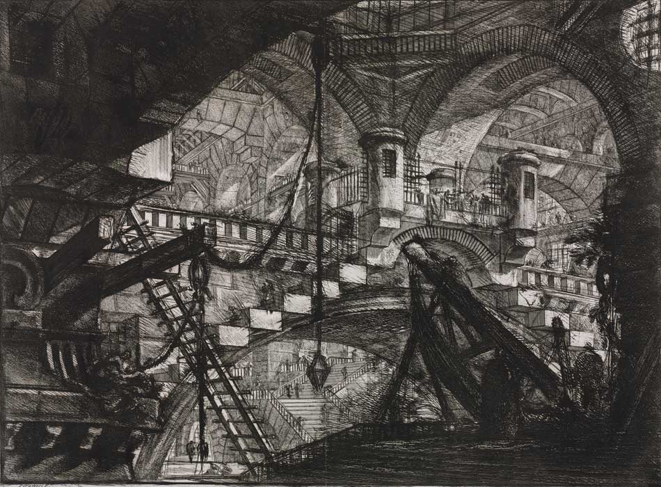 Giovanni Battista Piranesi. Interior de prisión con las dos garitas
