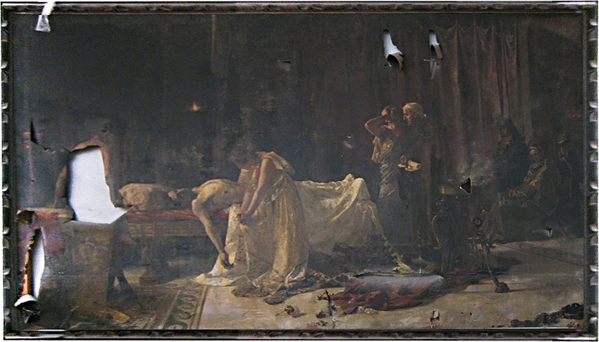 José Garnelo y Alda. La muerte de Lucano (antes de la restauración), 1887. Museo Nacional del Prado