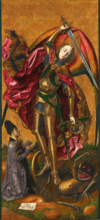 Bartolomé Bermejo. San Miguel triunfante sobre el demonio con Antoni Joan, 1468. The National Gallery, Londres
