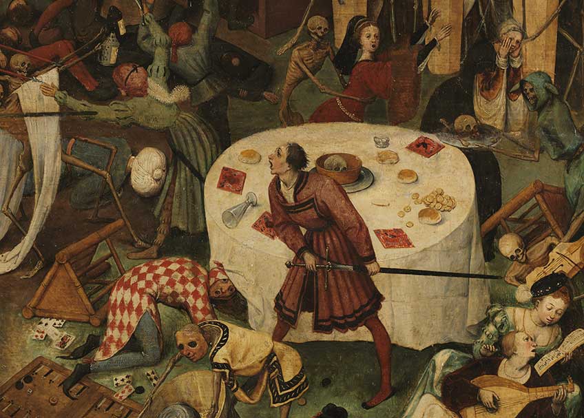 Pieter Bruegel el Viejo. El triunfo de la Muerte, 1562 – 1563. Detalle de la obra antes de la restauración. Museo Nacional del Prado, Madrid
