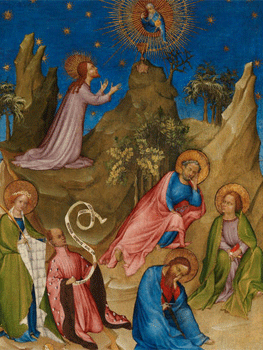 ¿Colart de Laon?. La Oración en el huerto con el donante Luis I de Orleans, 1405-1408. Museo Nacional del Prado