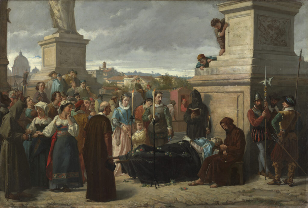 Francisco Pradilla. El cadáver de Beatriz de Cenci expuesto en el puente de Sant Angel, 1871. Museo Nacional del Prado