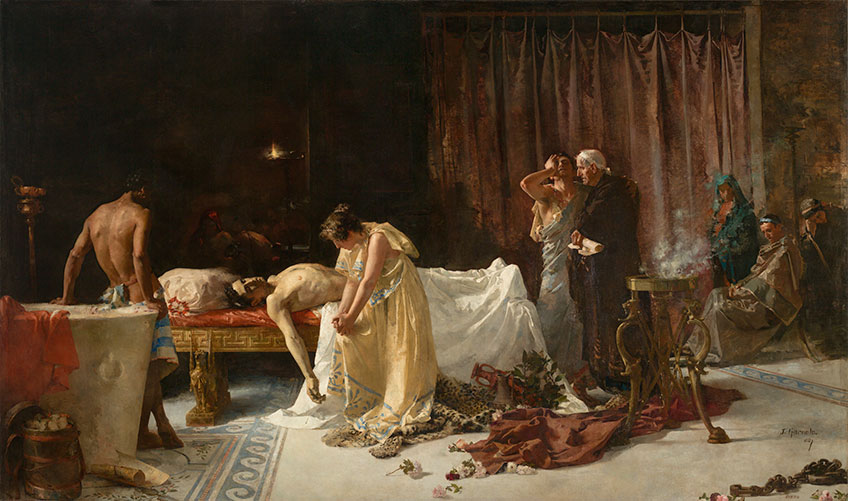 José Garnelo y Alda. La muerte de Lucano (después de la restauración), 1887. Museo Nacional del Prado