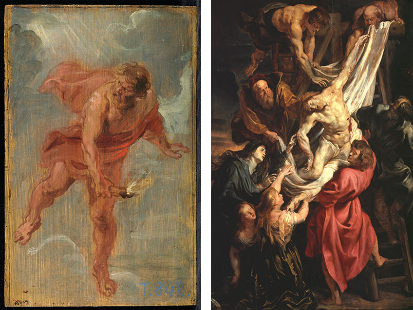 Exposición de bocetos de Rubens en el Museo del Prado. En la imagen: Prometeo y Descendimiento