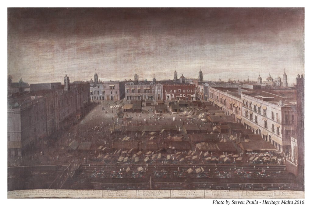 Juan Patricio Morlete Ruiz. Plaza del Volador de la Ciudad de México, 1772. Cortesía de Heritage Malta – San Anton Palace