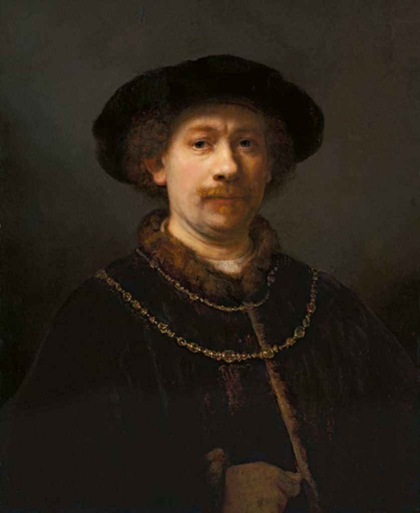 Rembrandt. Autorretrato con gorra y dos cadenas, hacia 1642-1643. Museo Nacional Thyssen-Bornemisza