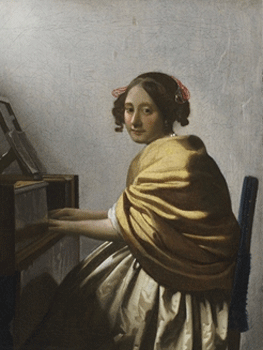 Johannes Vermeer. Young woman seated at the virginal, hacia 1670-1672. Colección privada, Nueva York